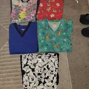 Scrub Tops $5 Each Friends Scooby Doo Disney Parrots And A Blue Top